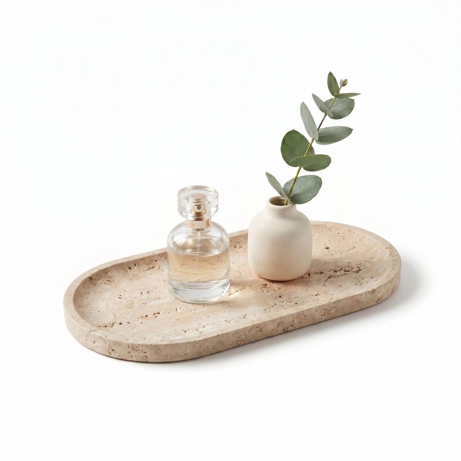 YKAJO Yellow Travertine Oval Marble Tray 9.8x4.7 Vanity Perfume Organizer