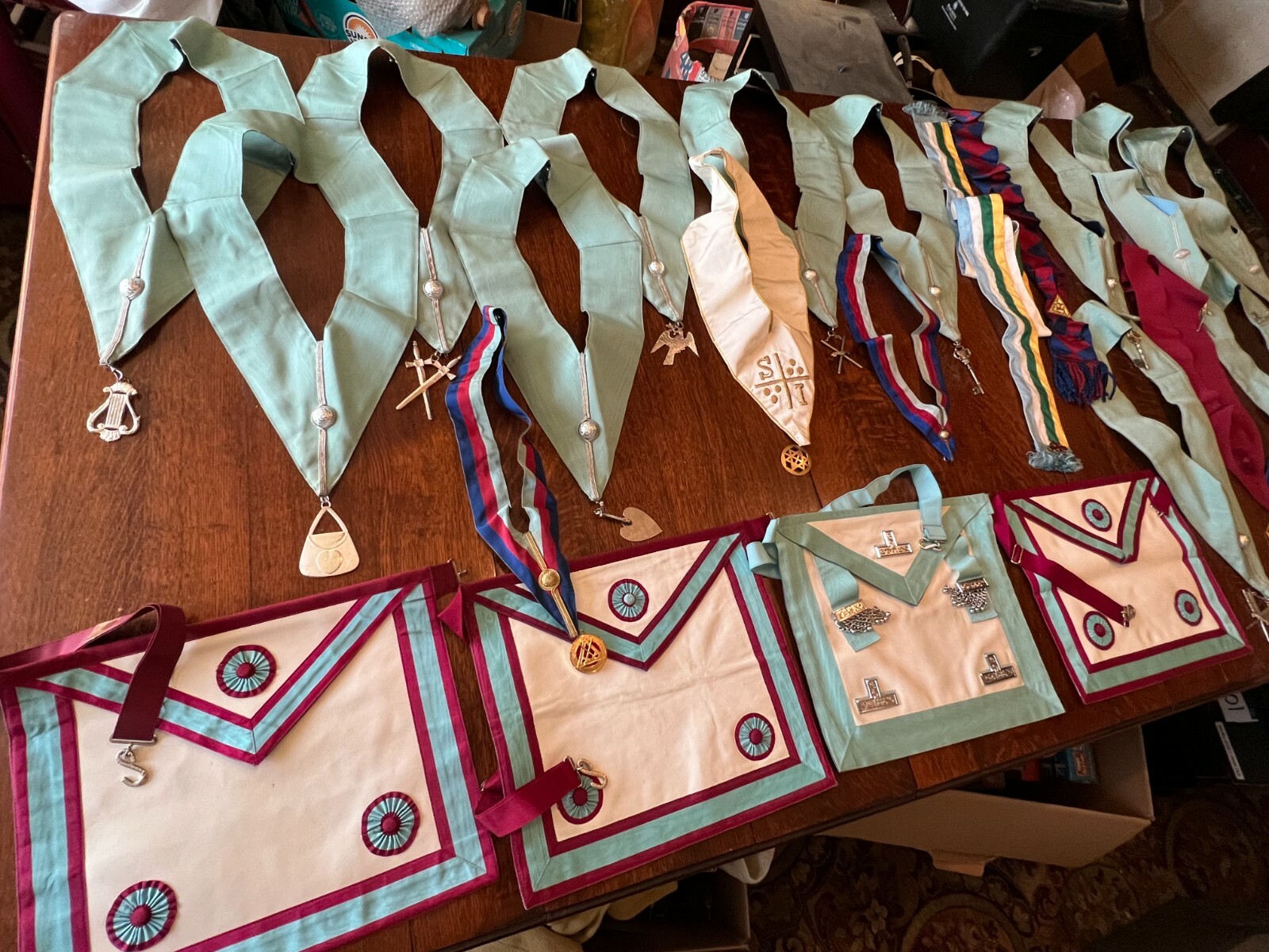 Misc Freemasons Masonic Masons Regalia Toye Kenning Spencer Apron Collar Jewels