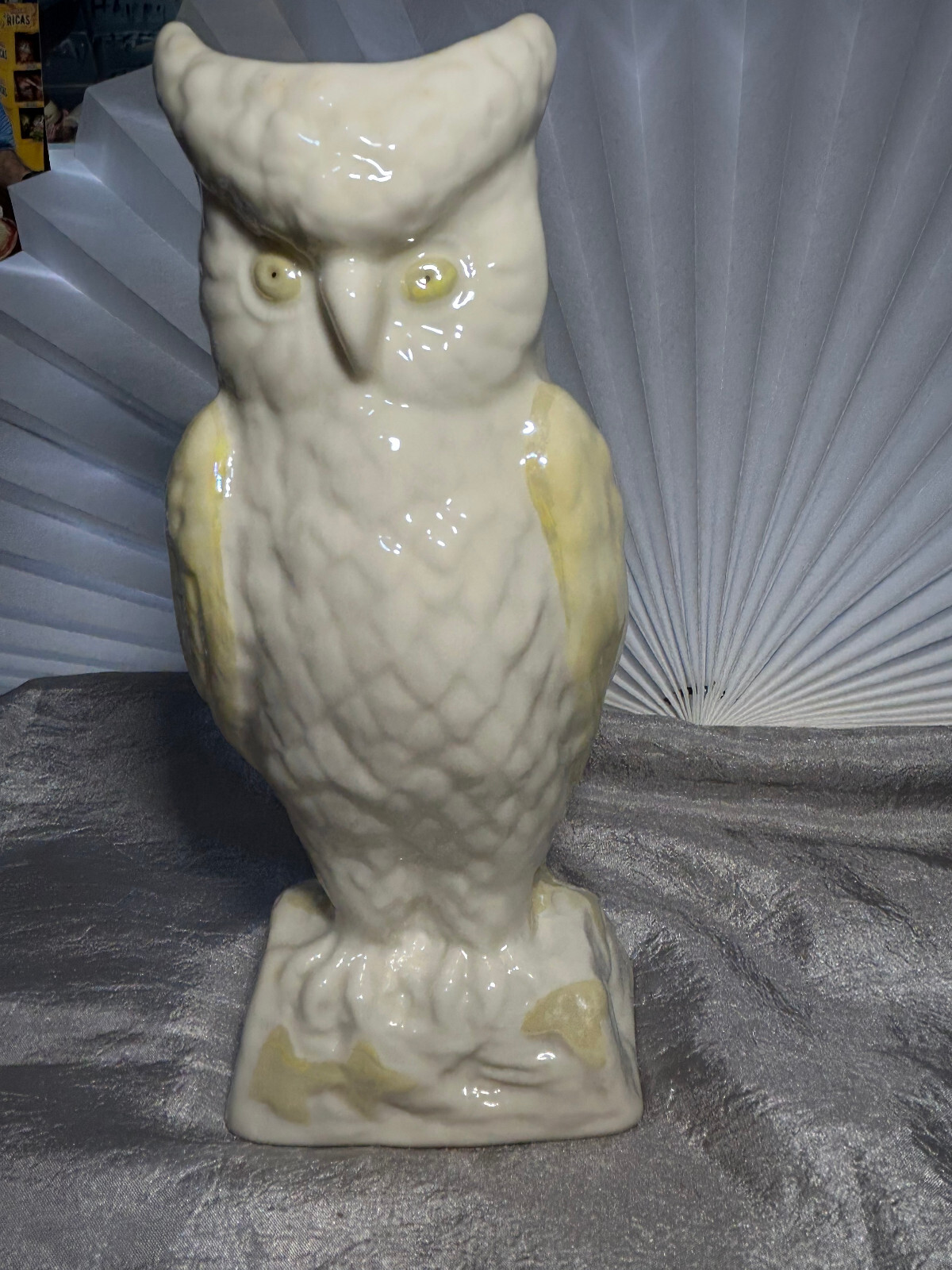 VINTAGE GREEN MARK BELEEK OWL VASE 8