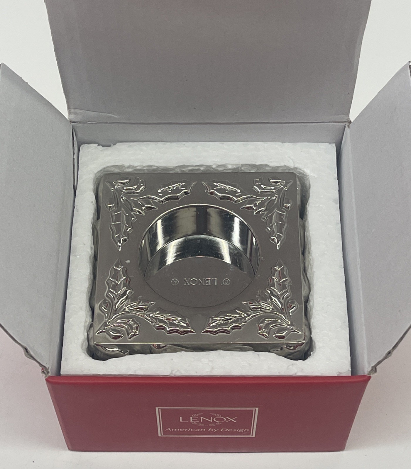 Lenox Silverplated Gift Box Votive Candle Holder Christmas Holiday Decor w/ Box