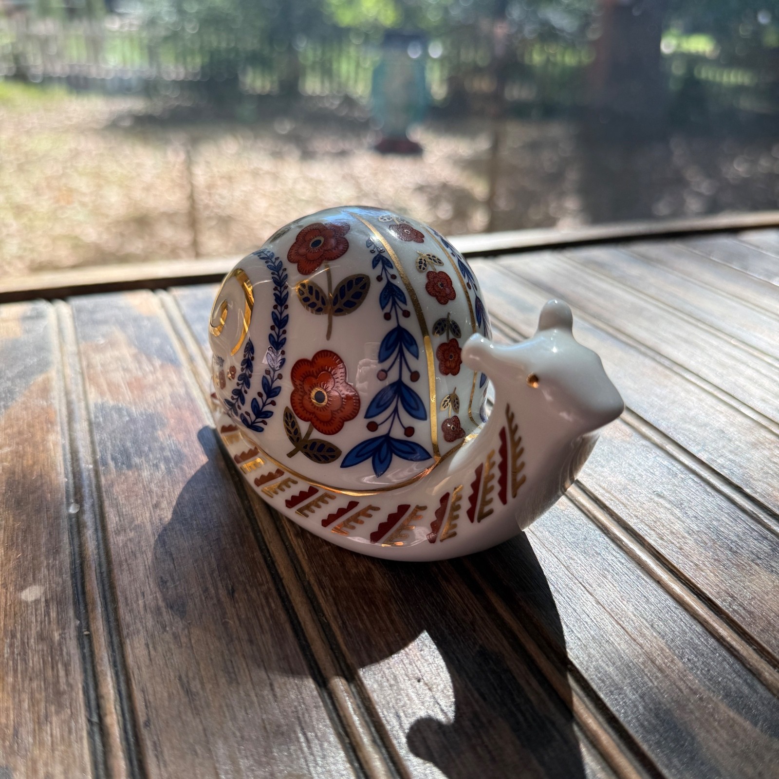 Vintage Japanese Porcelain Snail Tapestry Collection Floral Gold Imari 1980s
