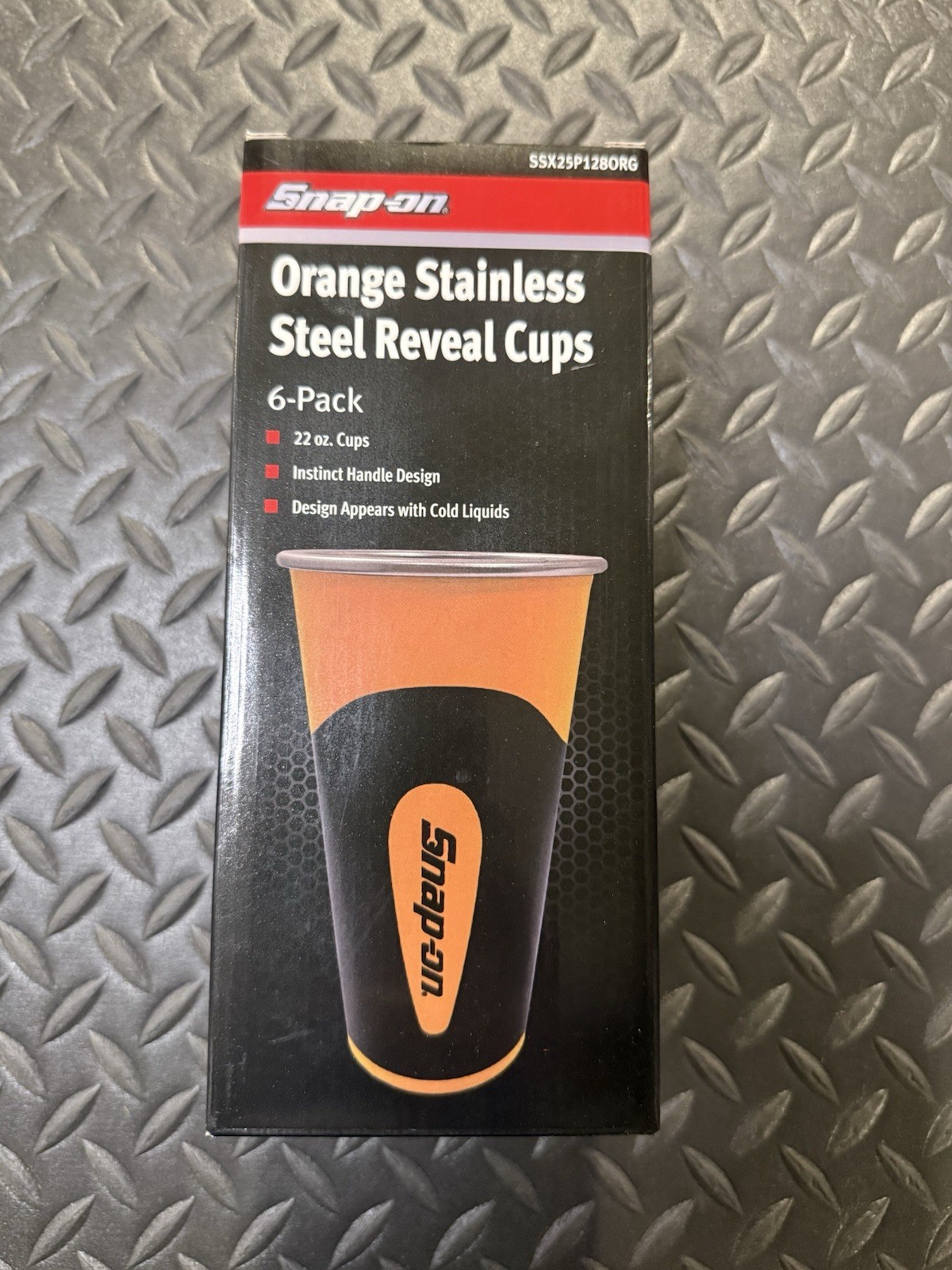6pk Snap-on Orange Stainless Steel Reveal Cups 6-Pack 22 oz