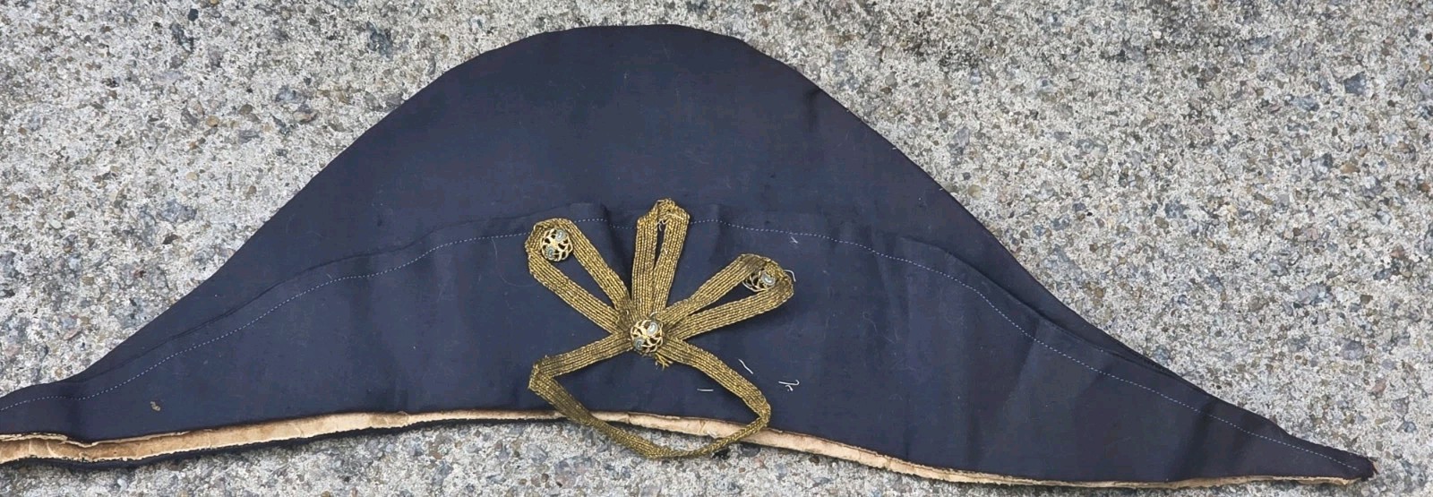 Antique Bicorn Flat Hat With Parchment Lining