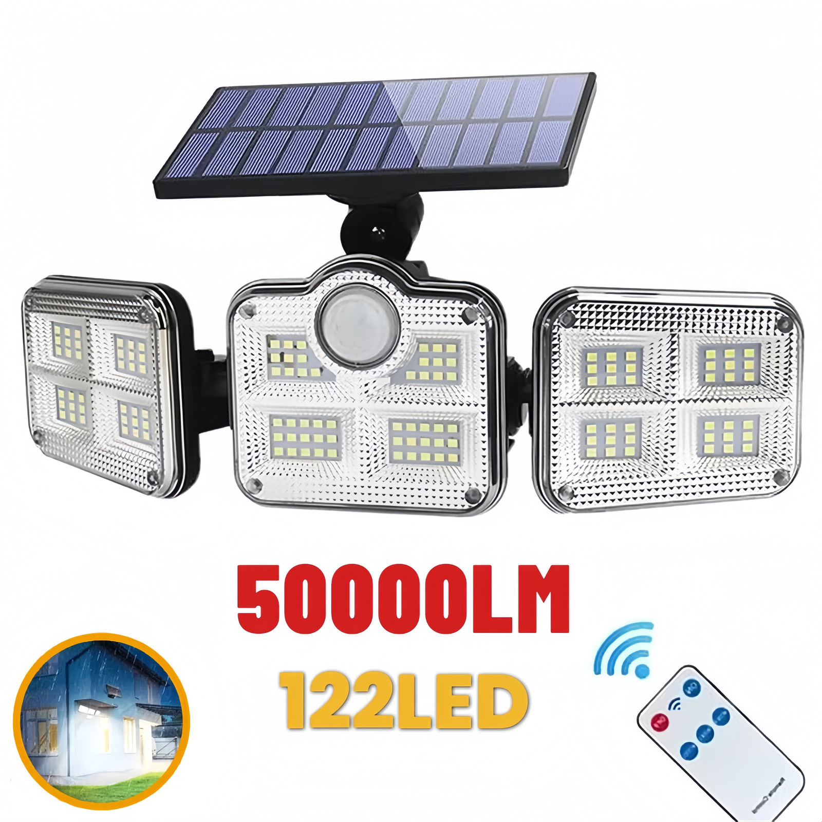 50000LM LED Solar Lights Outdoor Waterproof Motion Sensor Security Wall Lamp