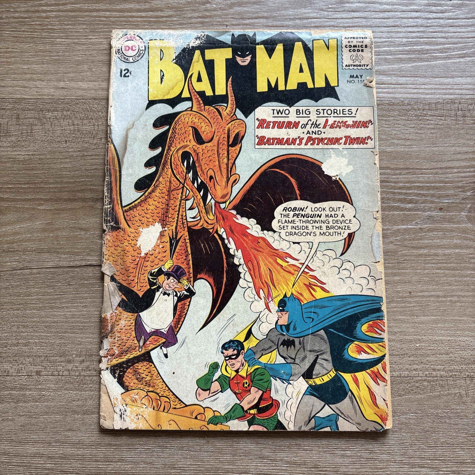 BATMAN #155 POOR/FAIR 1ST SILVER AGE PENGUIN 1963 COMPLETE READER COPY DC KEY