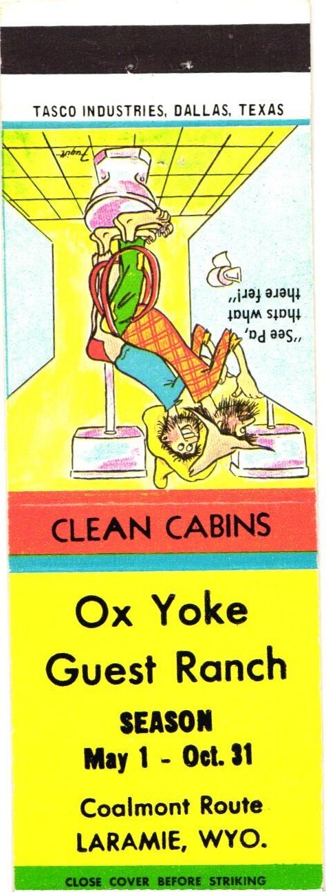 Ox Yoke Guest Ranch Laramie WY Vintage Matchbook Cover 1970s Cowboy