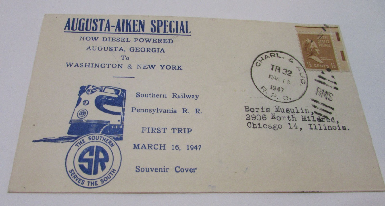 Augusta Aiken Special Diesel Powered Engine First Trip 1947 Southern Railway
