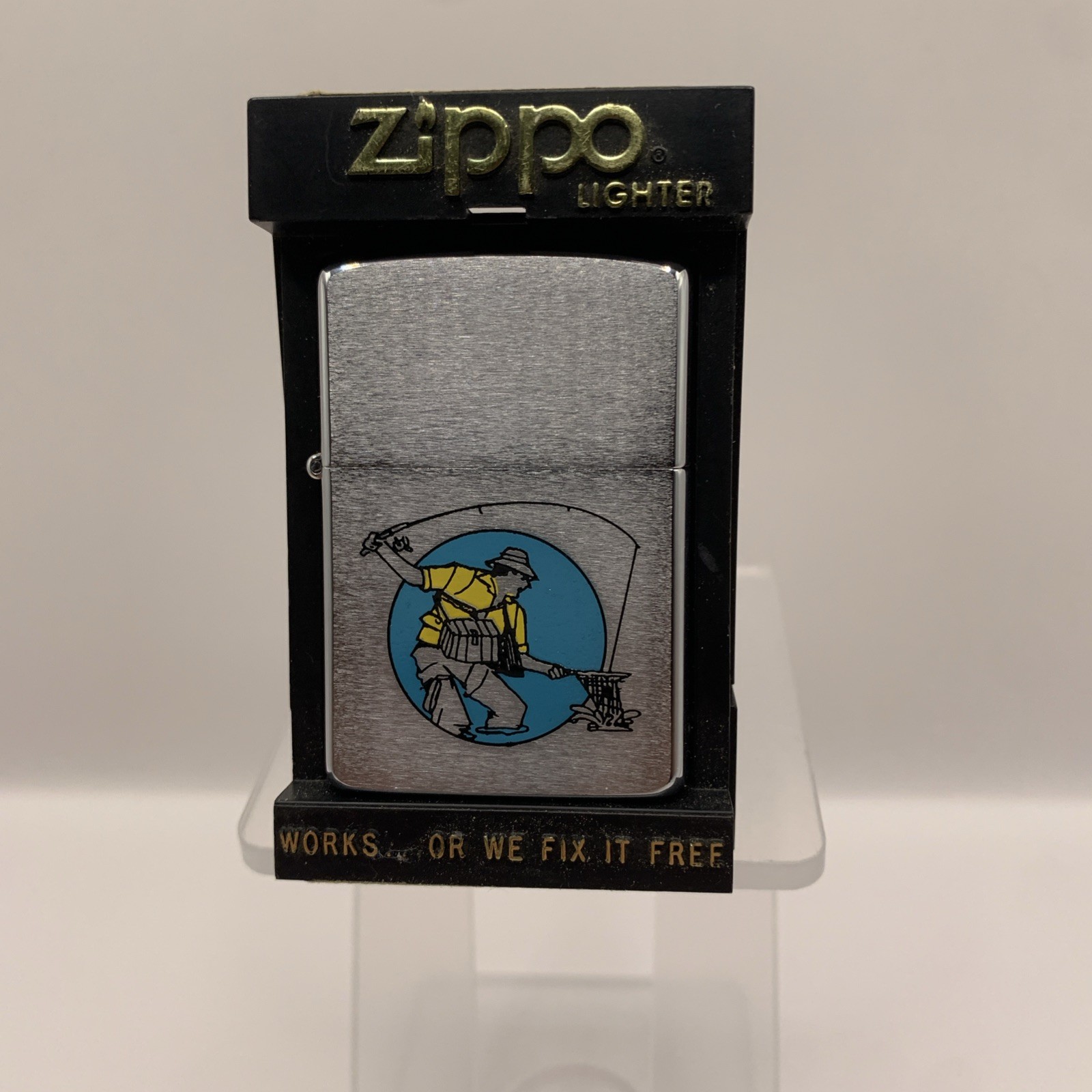Zippo “Sports Series” Fly Fisherman Lighter Unfired March 1989 Made In USA NOS