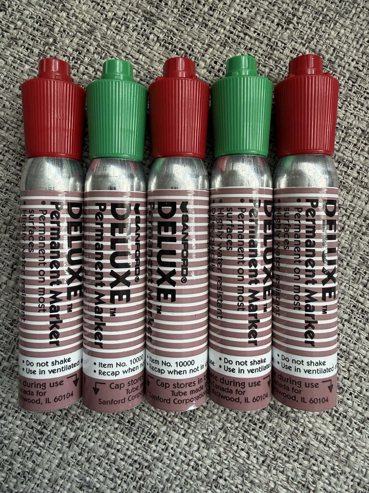 VTG Sanford Marker Deluxe Mini Metal Barrel Smelly  Red Green Lot of 5
