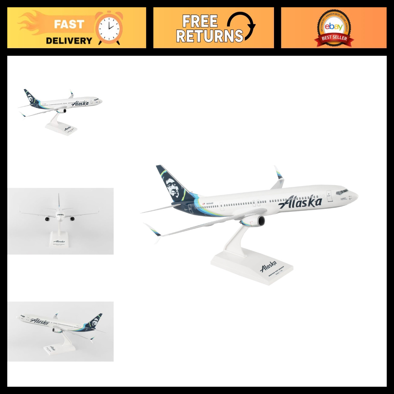 Alaska Airlines 737-900 Model Plane 1/130 Scale Collectible Aircraft 2016 Livery