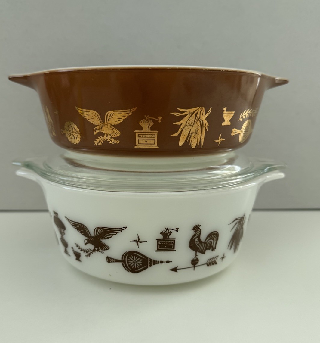 Vintage Pyrex Early American Cinderella Casserole Set #471 #472 With Lid Lot