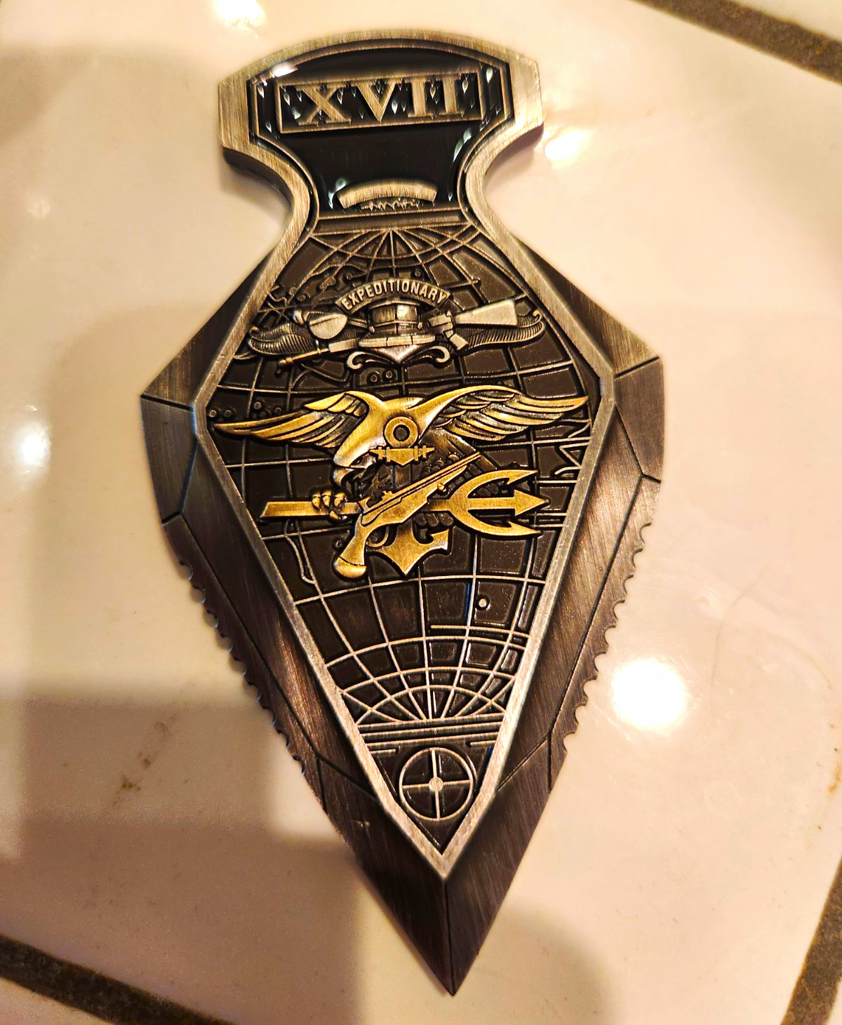 Navy SEAL Team XVII Expeditionary EXW Arrowhead Challenge Coin NSW Trident Frog