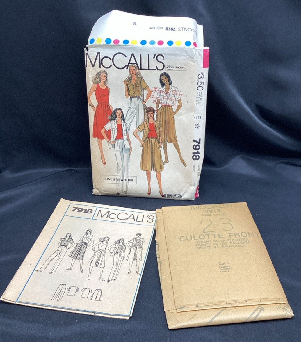 Vtg Sewing Pattern, McCall\'s 7918 Shirt Top Pants, 10 Uncut - ships free
