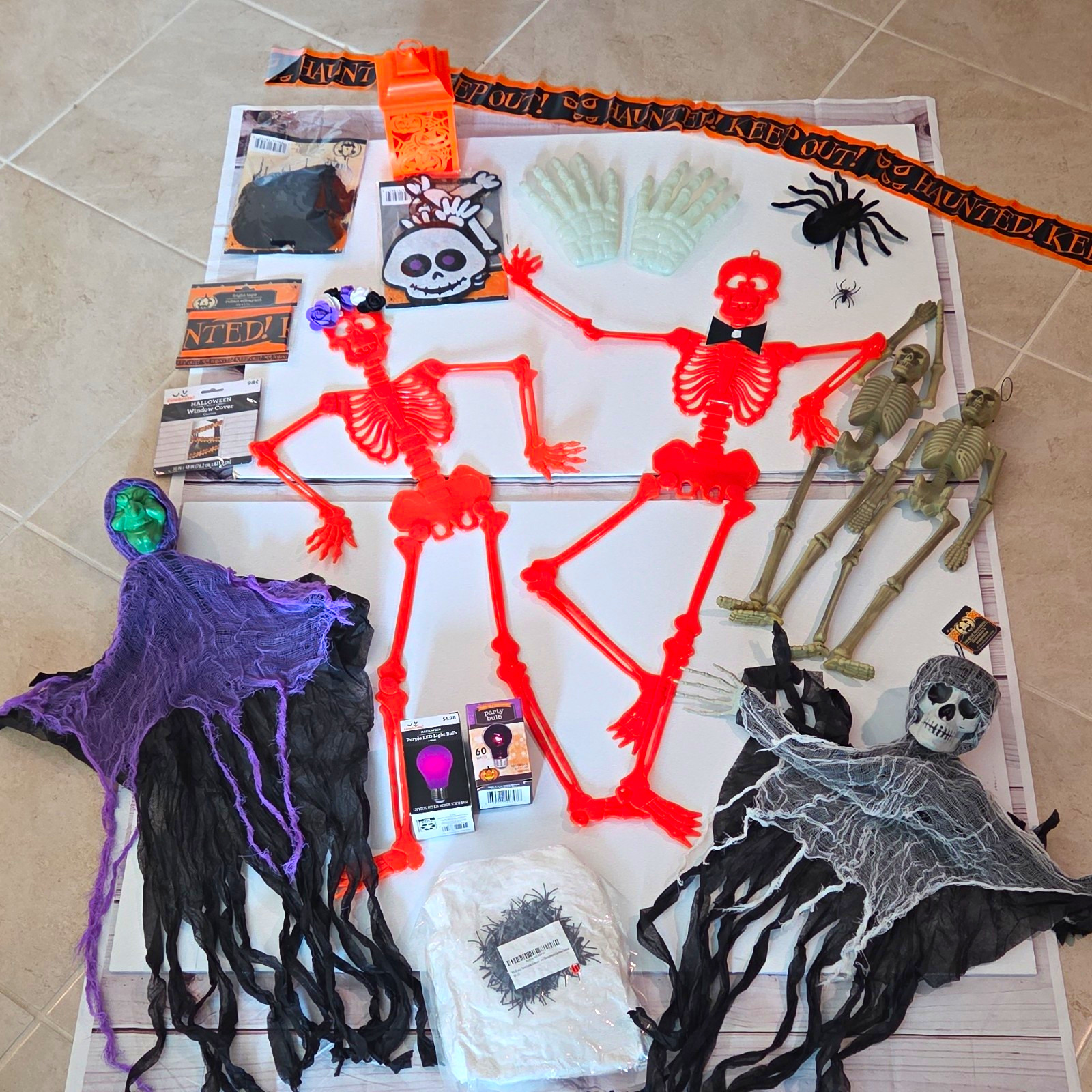 Halloween Decoration Lot Spooky Party Decor Haunted House Skeletons Witch Prop