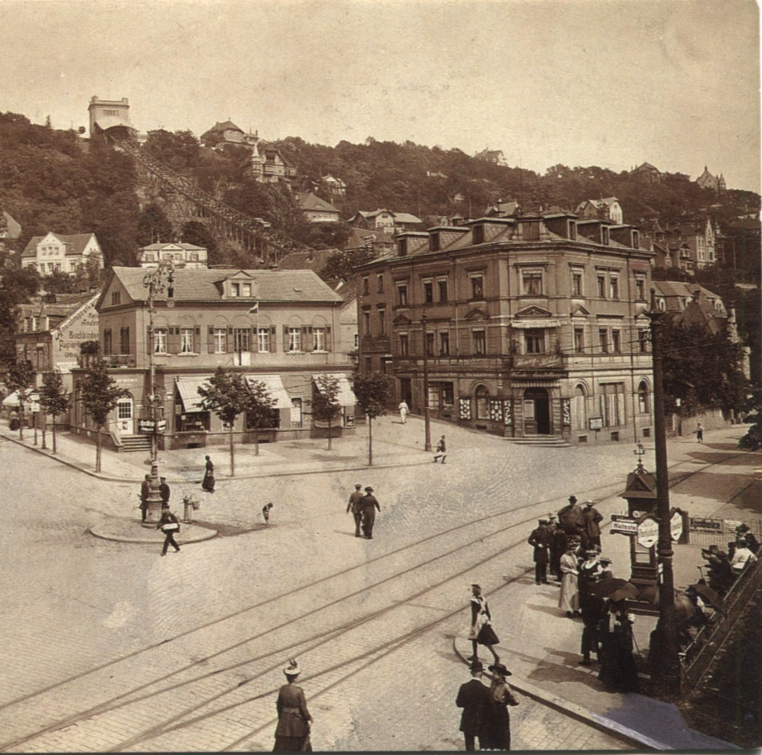 Historical Dresden Loschwitz Street Scene 1910s Postcard Tram Lines & Funicular