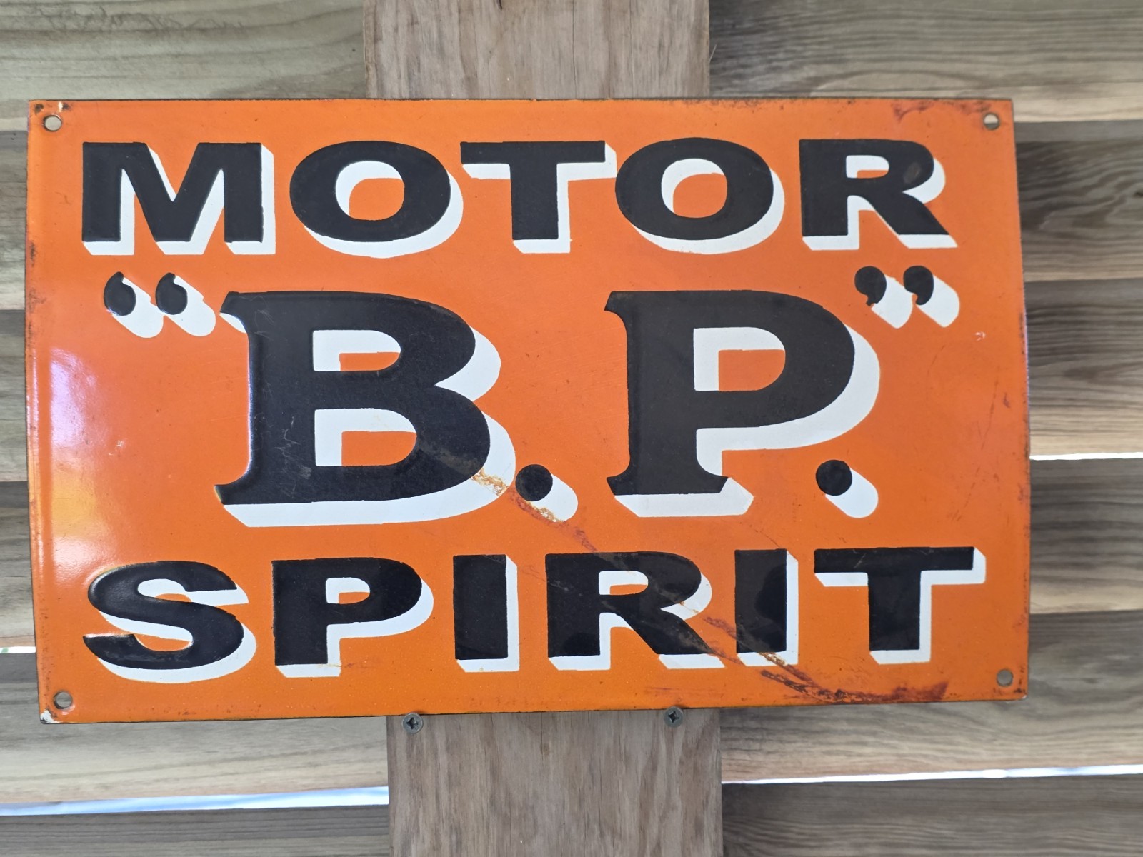 VINTAGE PORCELIAN BP MOTOR SPIRIT PORCELAIN SIGN APPX 15.5\