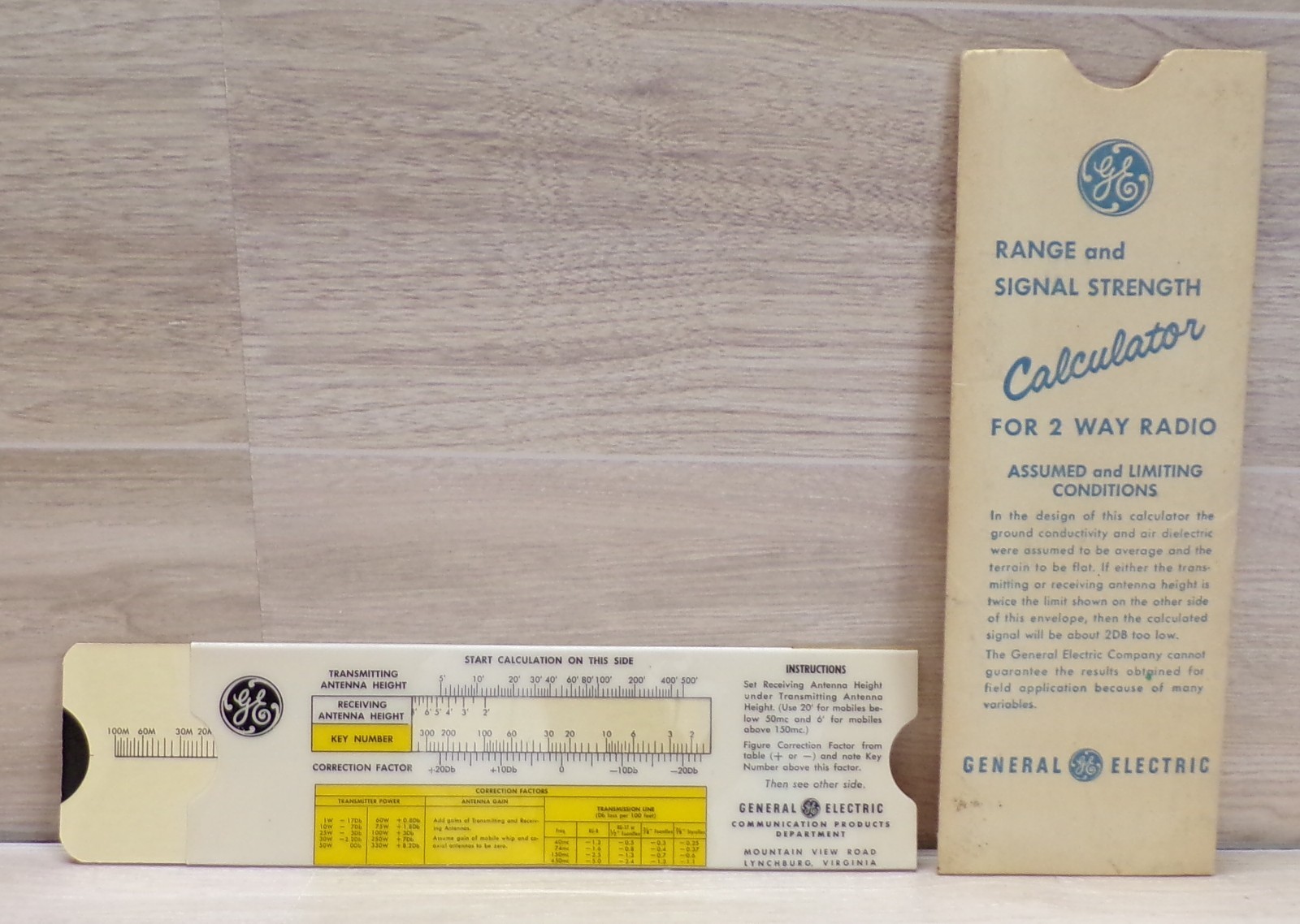 VTG 1952 GE 2-WAY RADIO RANGE AND & SIGNAL STRENGTH CALCULATOR SLAIDE RULE CHART