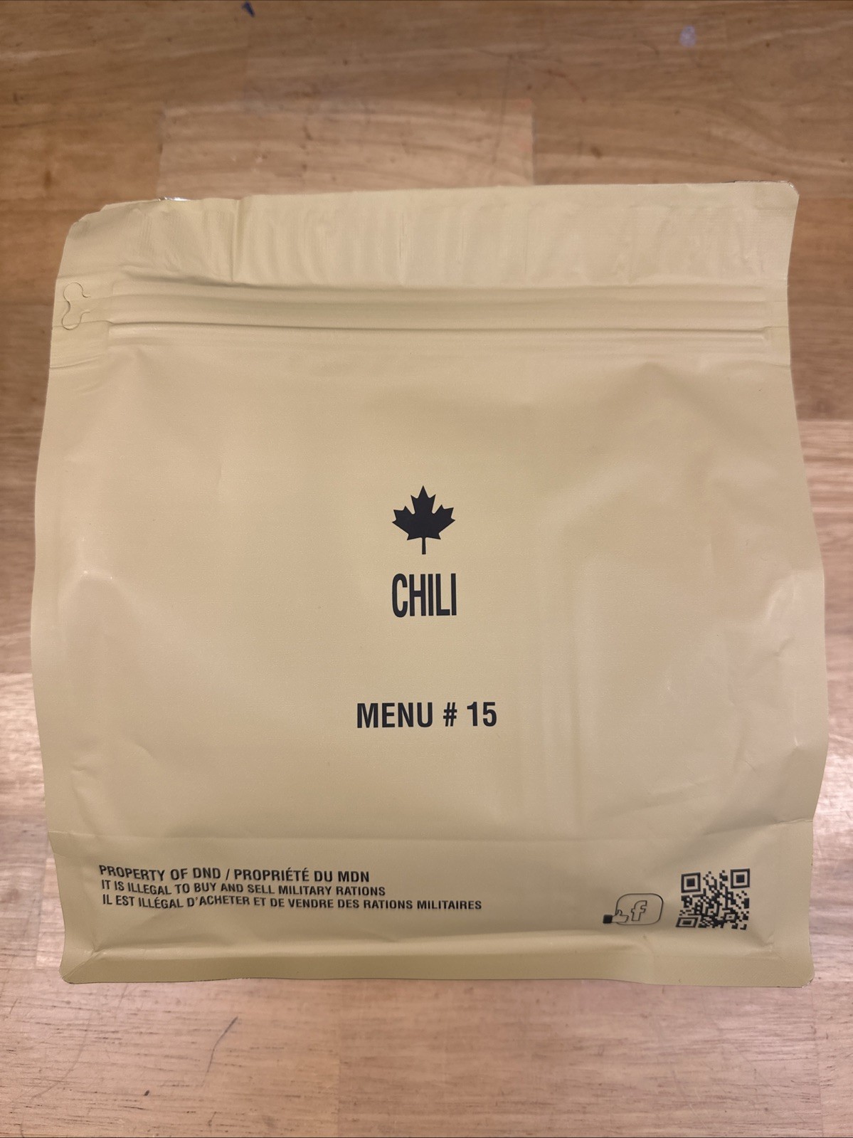 Canadian Military Imp 22-Menu#15-***NOT FOR CONSUMPTION***DISPLAY ONLY***, CHILI