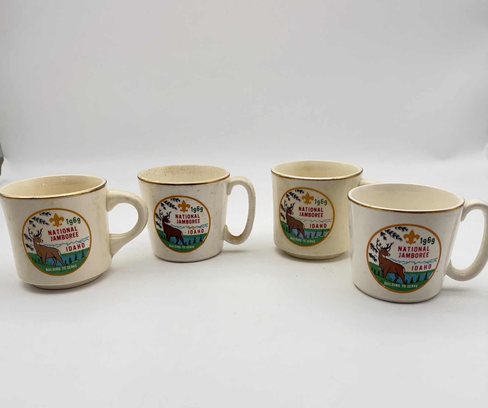 Set Of 4 Vintage Boy Scouts America BSA 1969 National Jamboree Idaho Mug