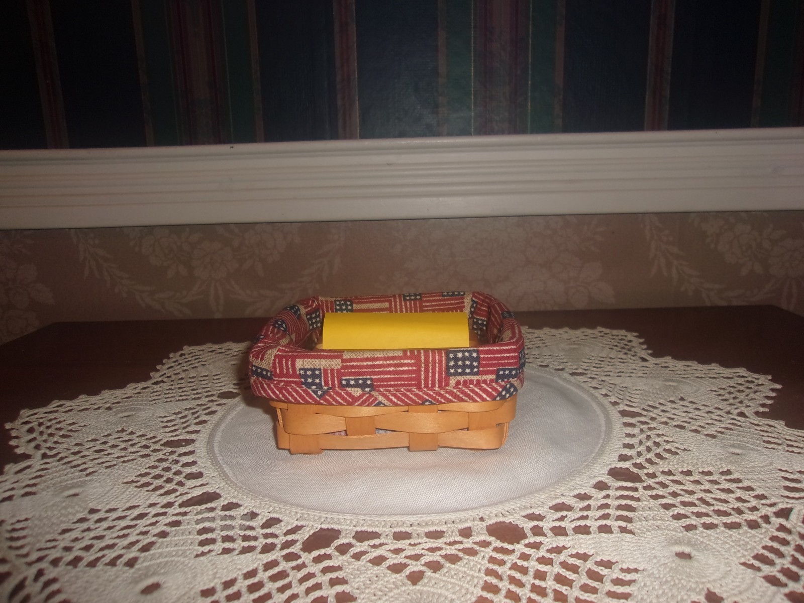 Longaberger 2002 Stuck On You Basket Set with Dispenser Lid - Old Glory