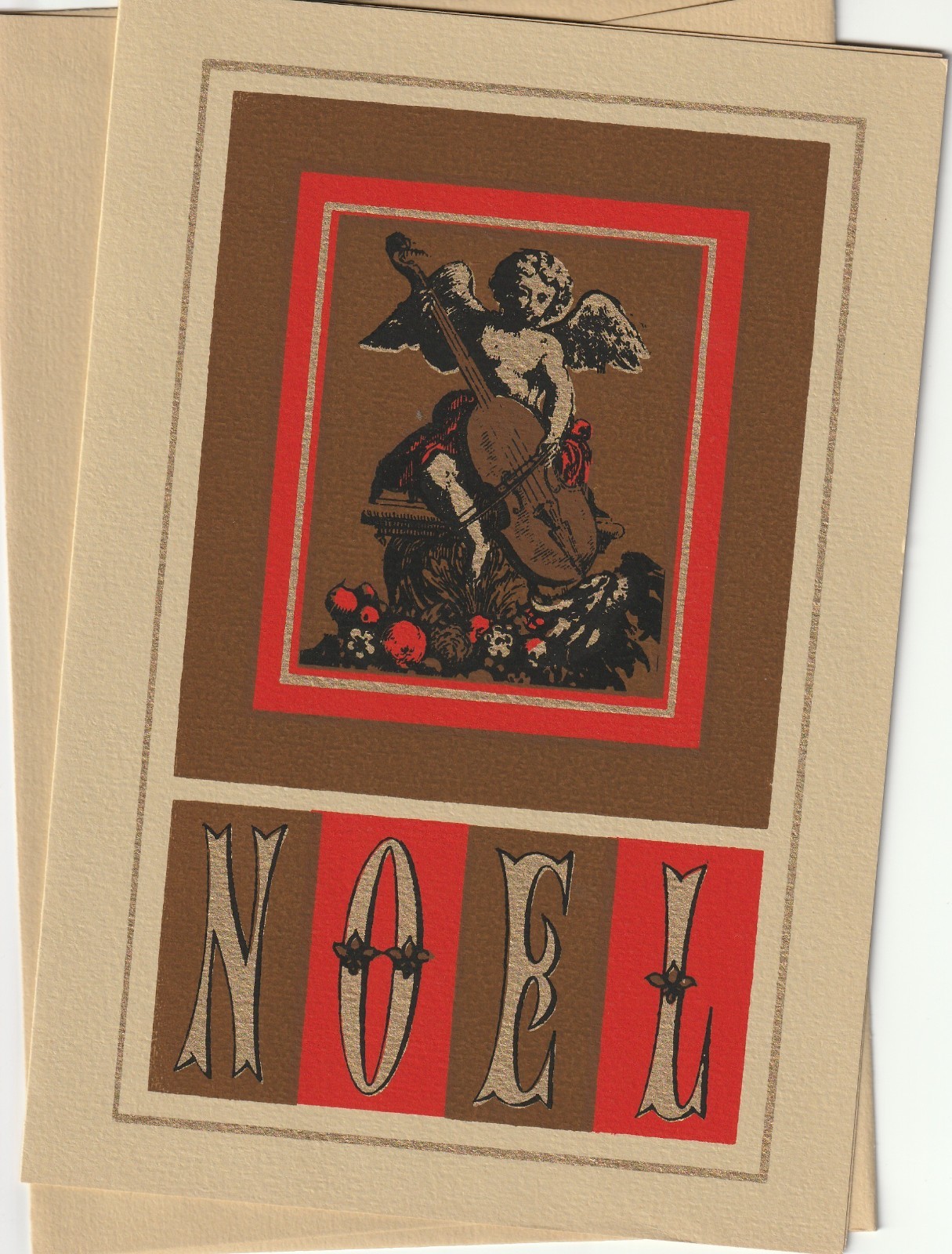 Vintage Christmas Card Litho NOEL Angel Frederick Beck Originals UNUSED 1970s