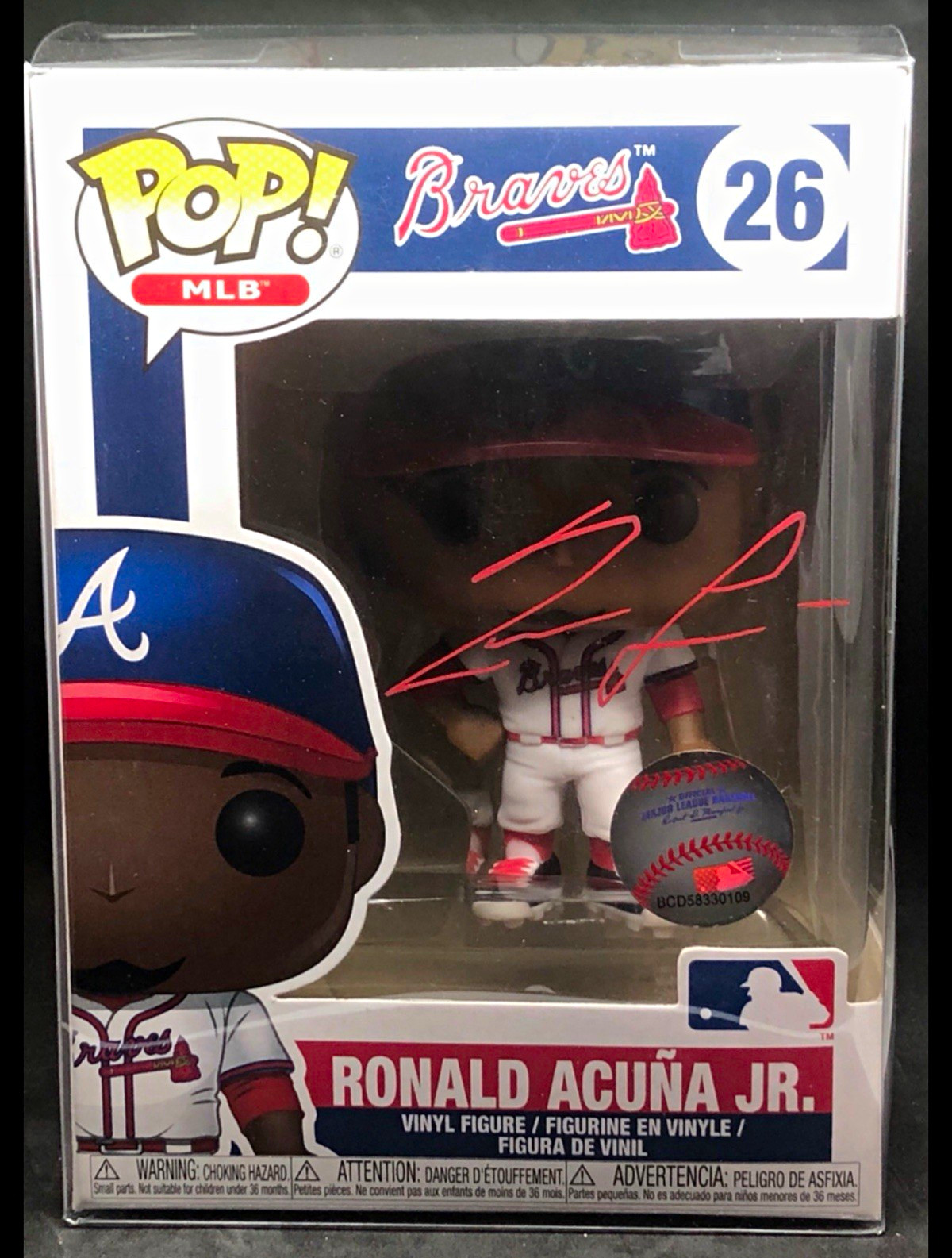 Funko Pop MLB Ronald Acuña Jr. #26 Autographed Vinyl Figure JSA KK67596 w/Bonus