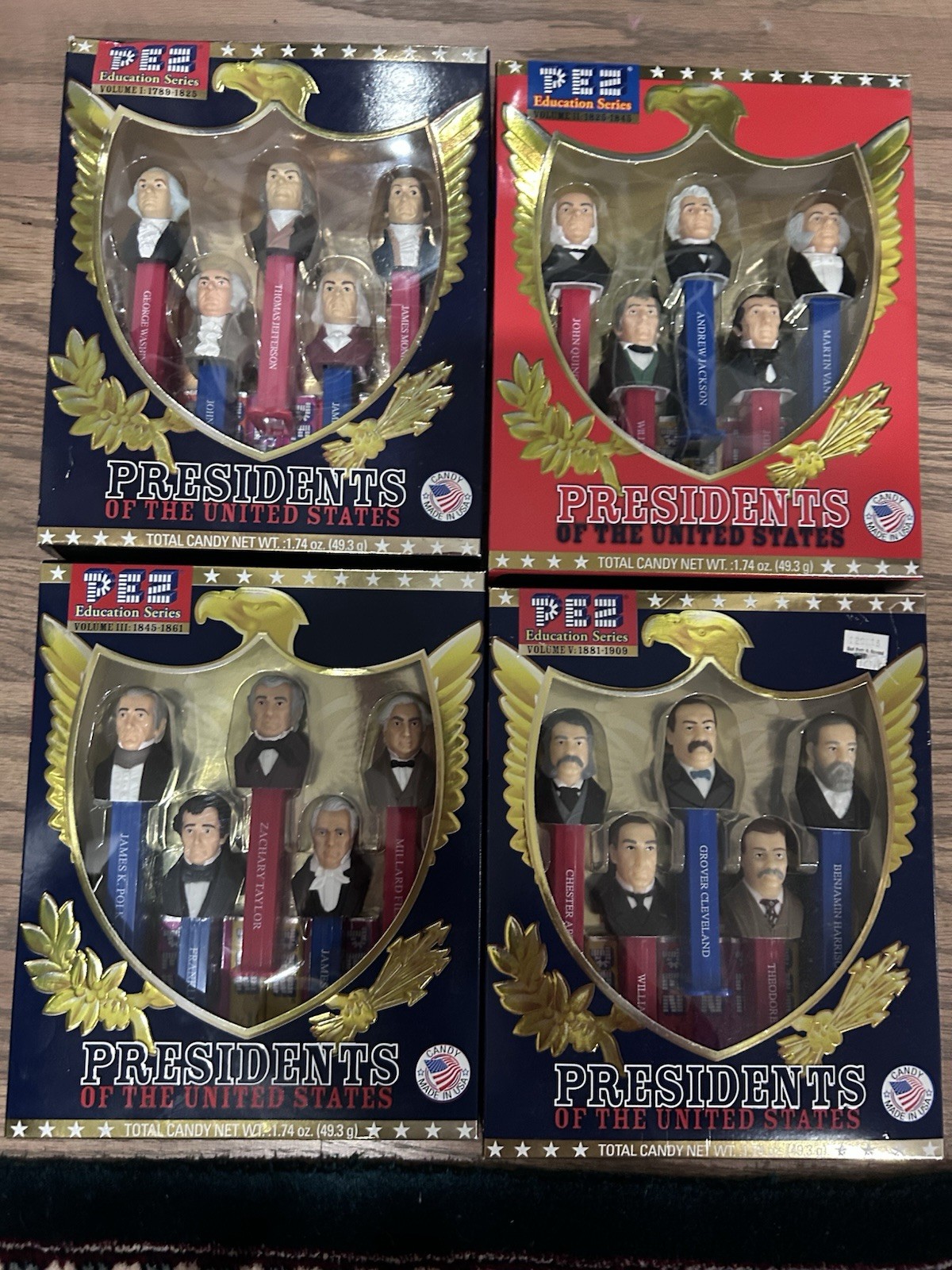 Presidents Pez Set Dispensers Volumes  1-2-4-5 In Original Boxes 