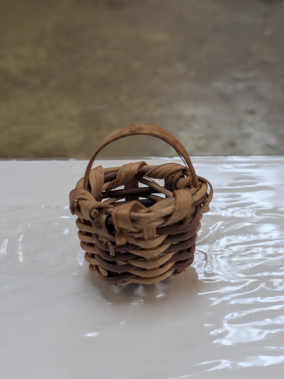 Vintage Cherokee Miniature Honeysuckle Basket Lucinda Bird Reed White Oak 1900s
