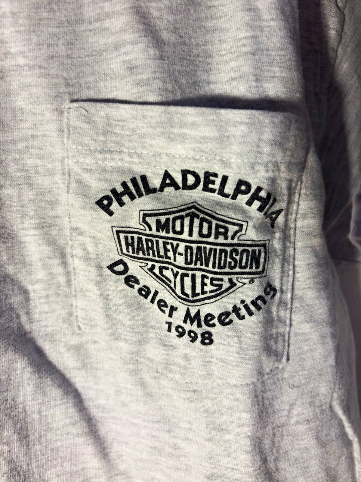 Vintage 1998 Gray Harley Davidson Hanes Beefy T Dealer T-Shirt Large Philly