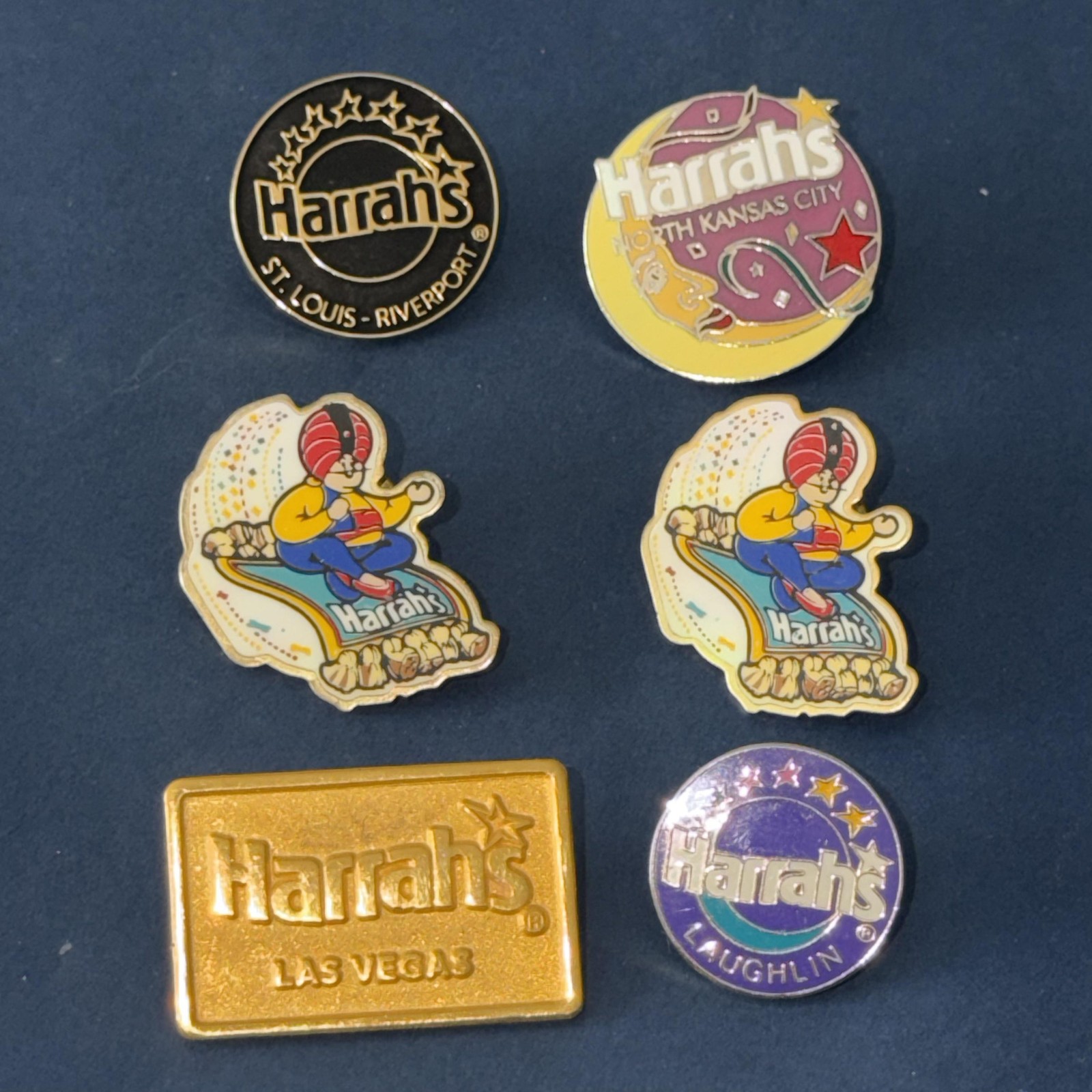 Harrah's Casino Enamel Lapel Pin Lot Las Vegas Laughlin St Louis North KC 6pc