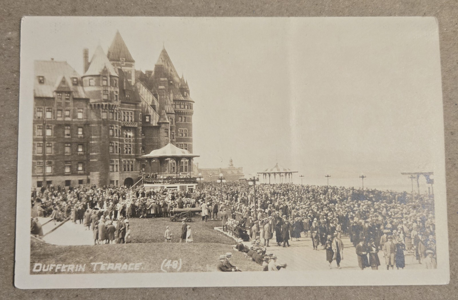 Dufferin Terrace Quebec crowd near Chateau Photo RPPC Postcard Unused AS IS K1 