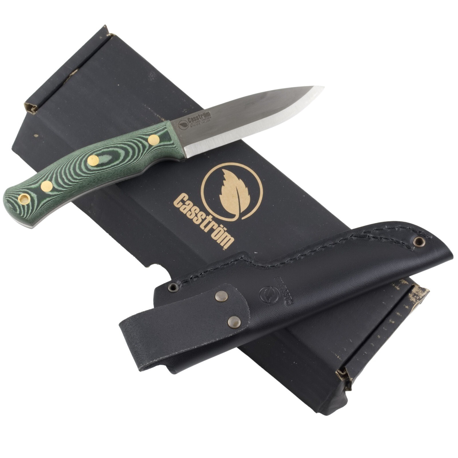 Casstrom No. 10 Swedish Forest Fixed Blade Knife Green Canvas Micarta Handle