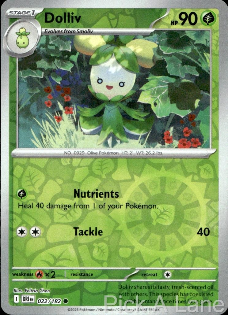 Dolliv 022/182 Common Destined Rivals Pokemon Reverse Holo Near Mint