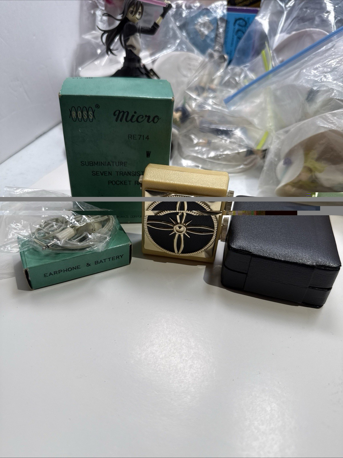Ross RE-714 Micro 7 Vintage MIJ Transistor Radio +Box/Pouch, Earphone Works