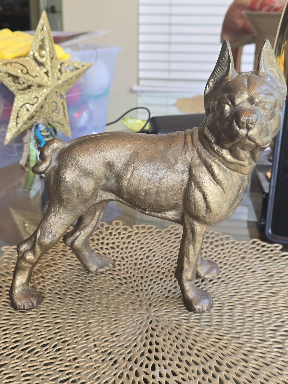 Antique Vtg Heavy Solid Brass French Bulldog Doorstop Statue Figurine 7+ Lbs