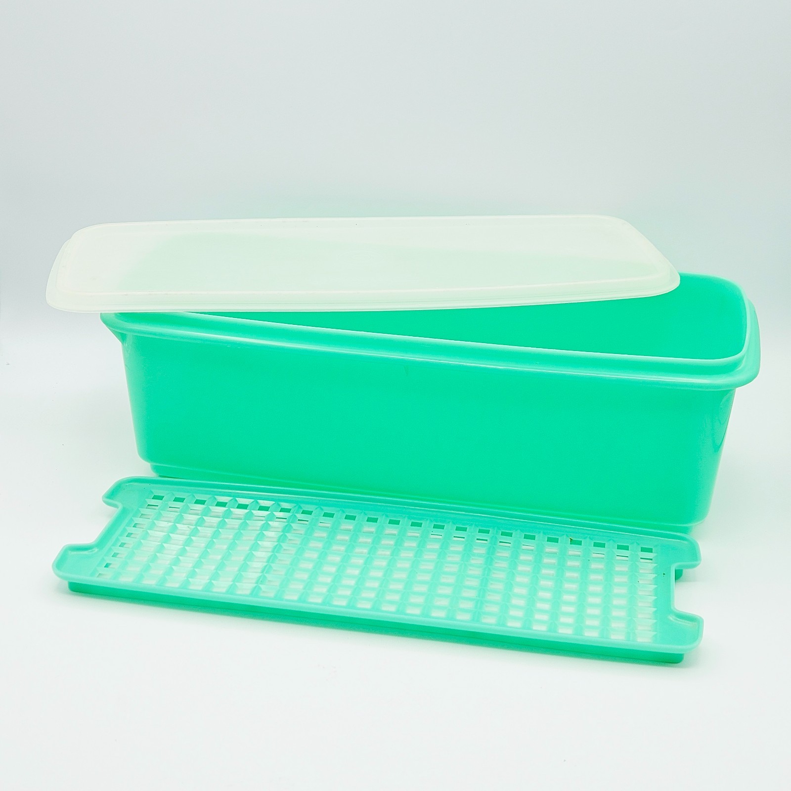 VTG Tupperware Easy Crisp 782-8 Celery & Vegetable Keeper Jadeite Green Complete