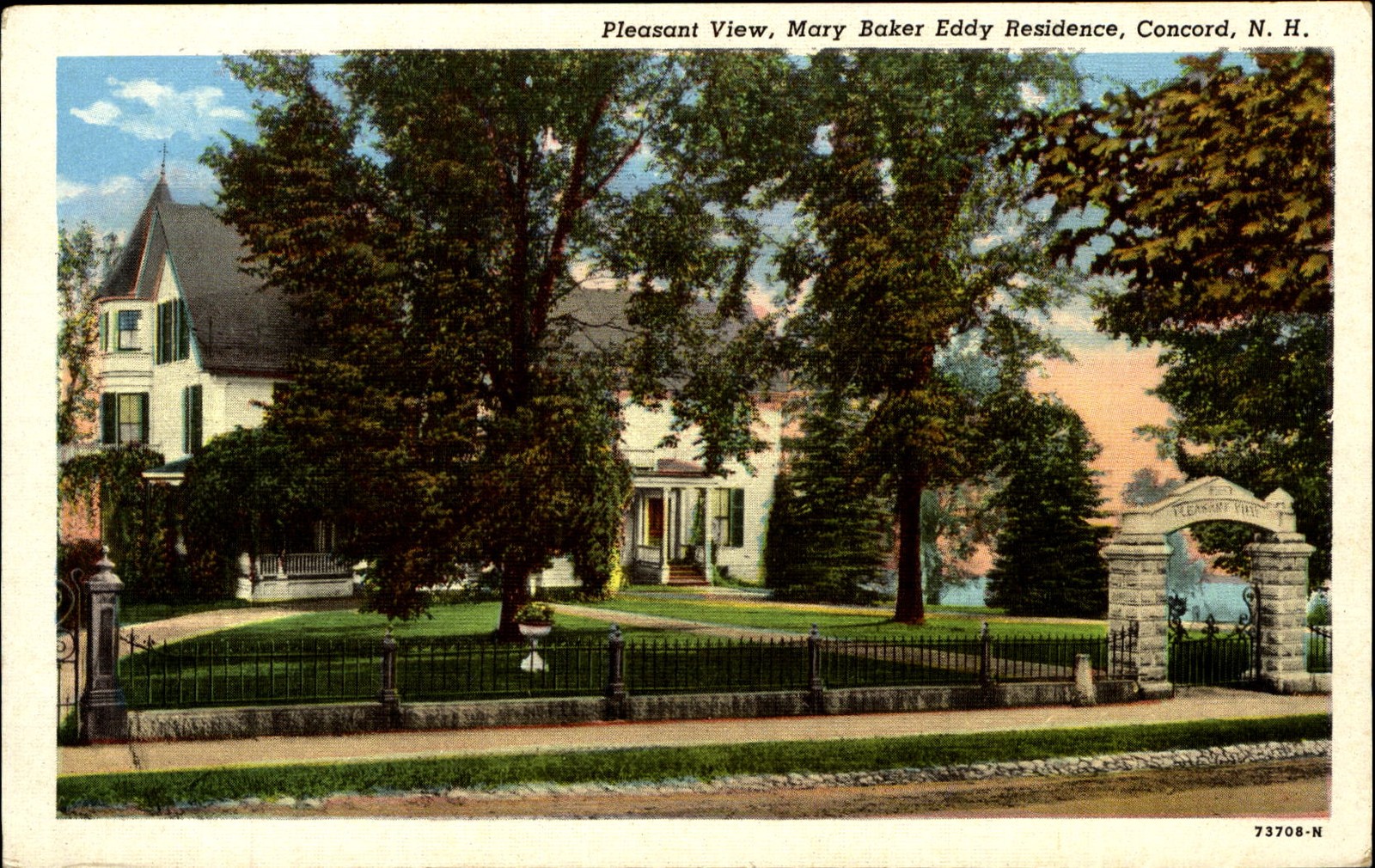Pleasant View ~Mary Baker Eddy residence ~Concord NH New Hampshire ~ 1930s linen