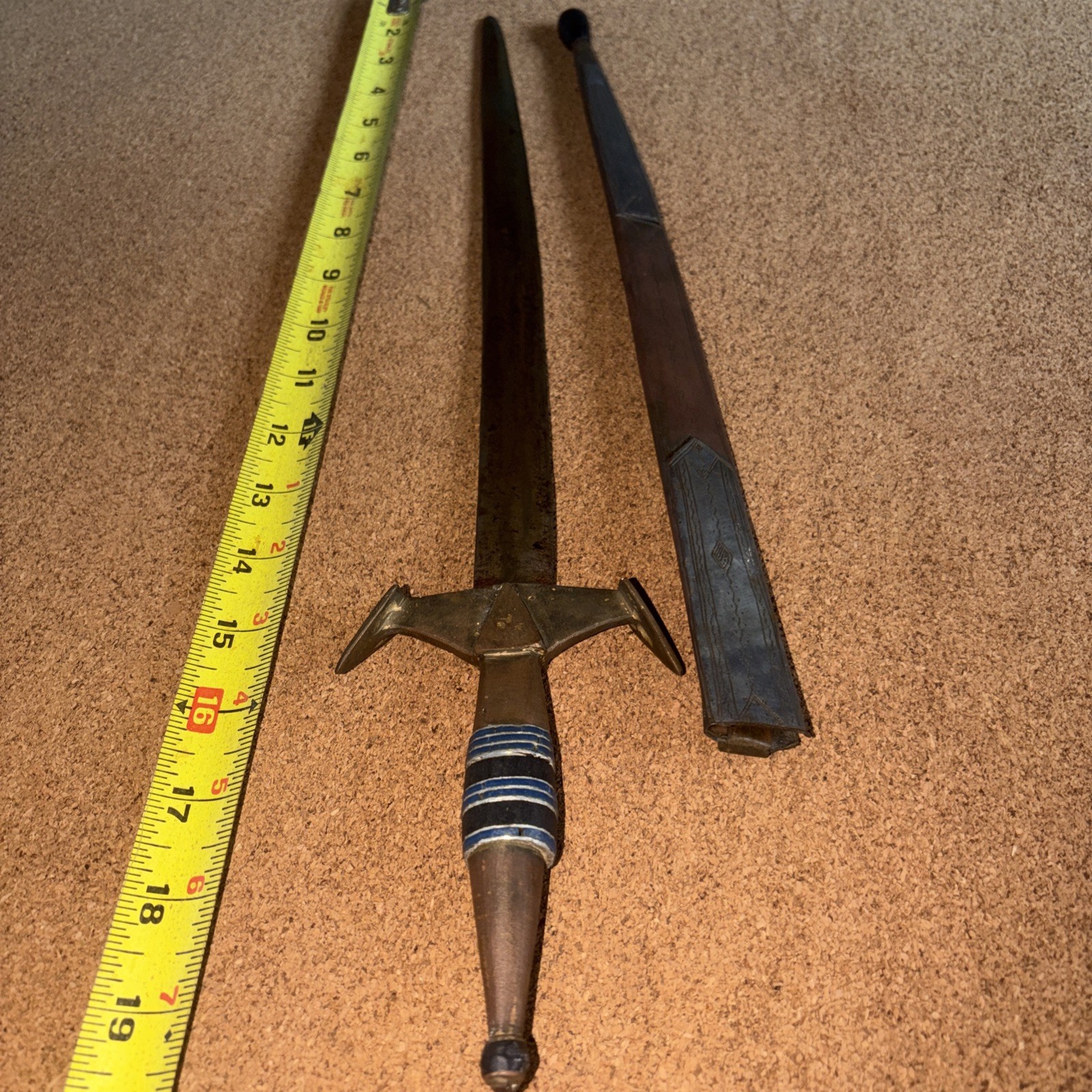 Antique 1800s Diplomatic Small Sword Shortsword Cruciform Guard W/ Sheath 270