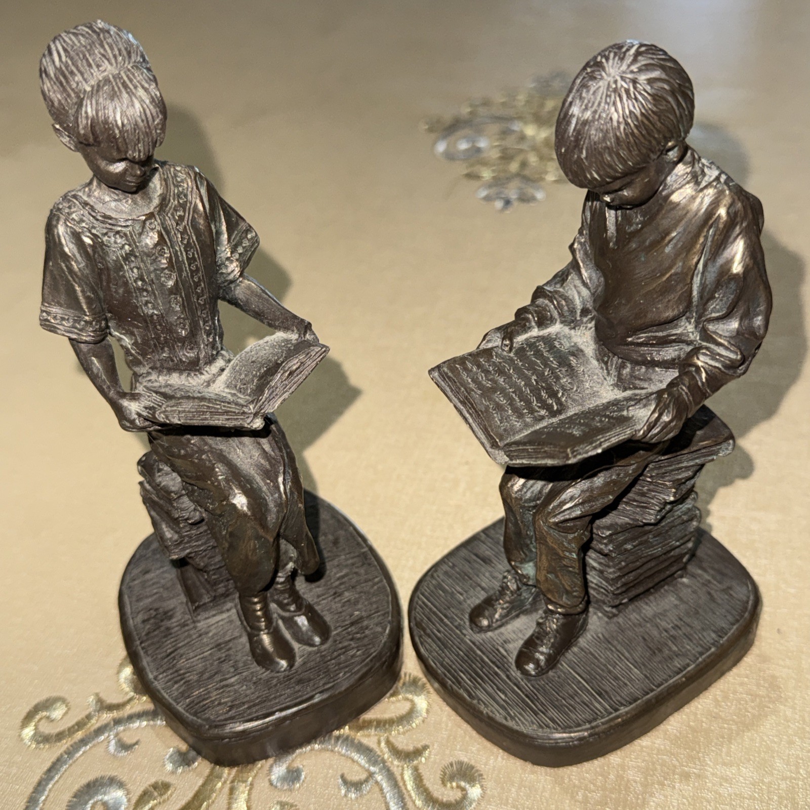 2 Genesis Fine Arts Ireland Sculptures Study time Boy & Girl  Figurines