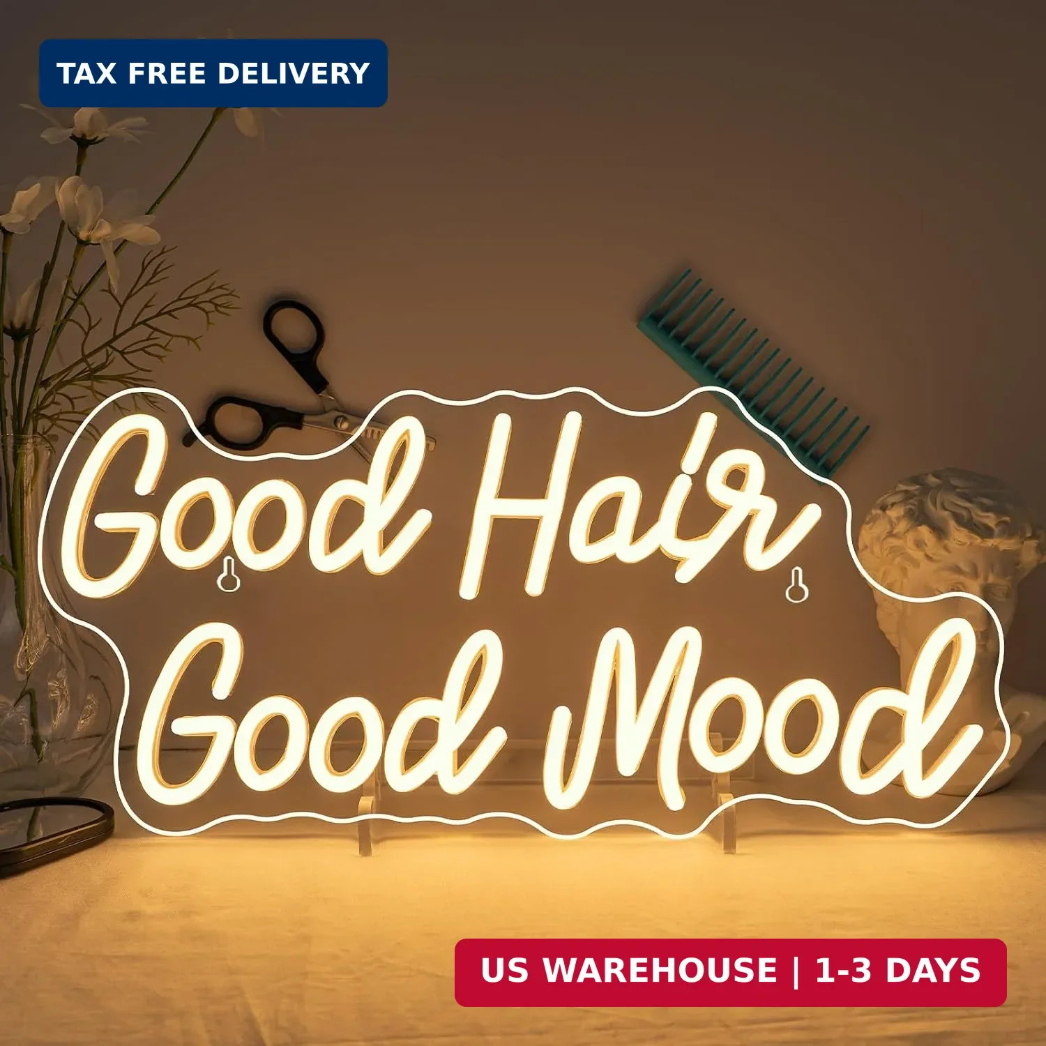 Good Hair Good Mood Neon Sign Hair Salon Decor for Barber Shop