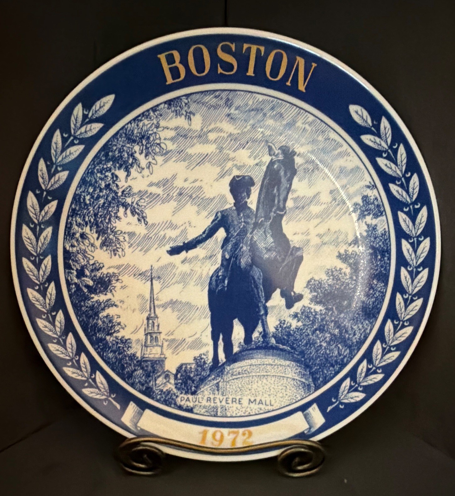 Chateau, Inc Boston Paul Revere Mall 1972 “Royal Blue” Collectors Plate, Vintage