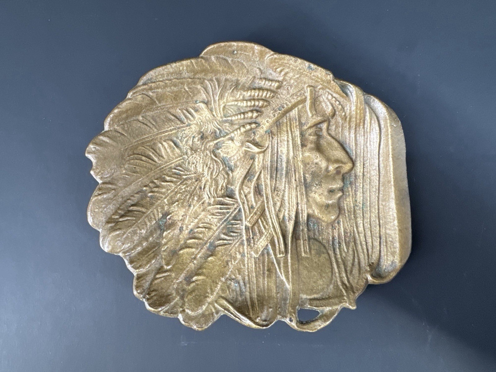 Vtg Bronze Native American Catch all Tray