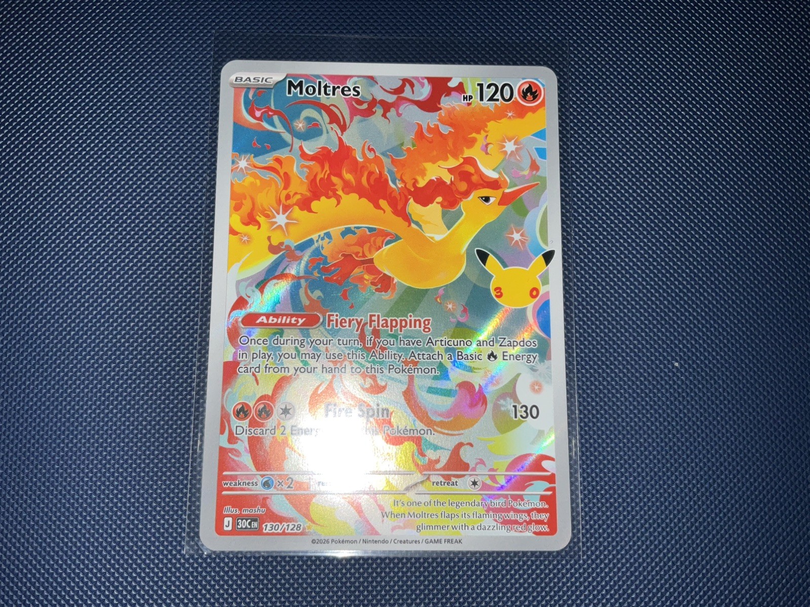 Pokemon 30th Celebration Moltres 130/128 Illustration Rare