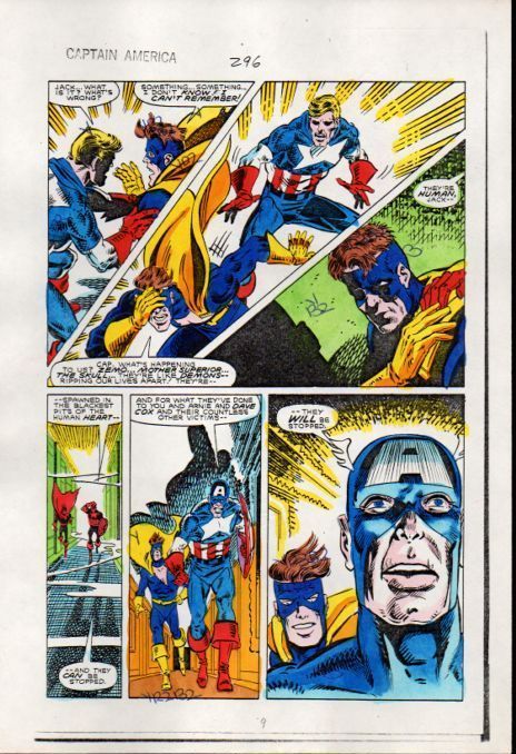 Original 1984 Captain America 296 page 9 color guide comic book art:Marvel Nomad