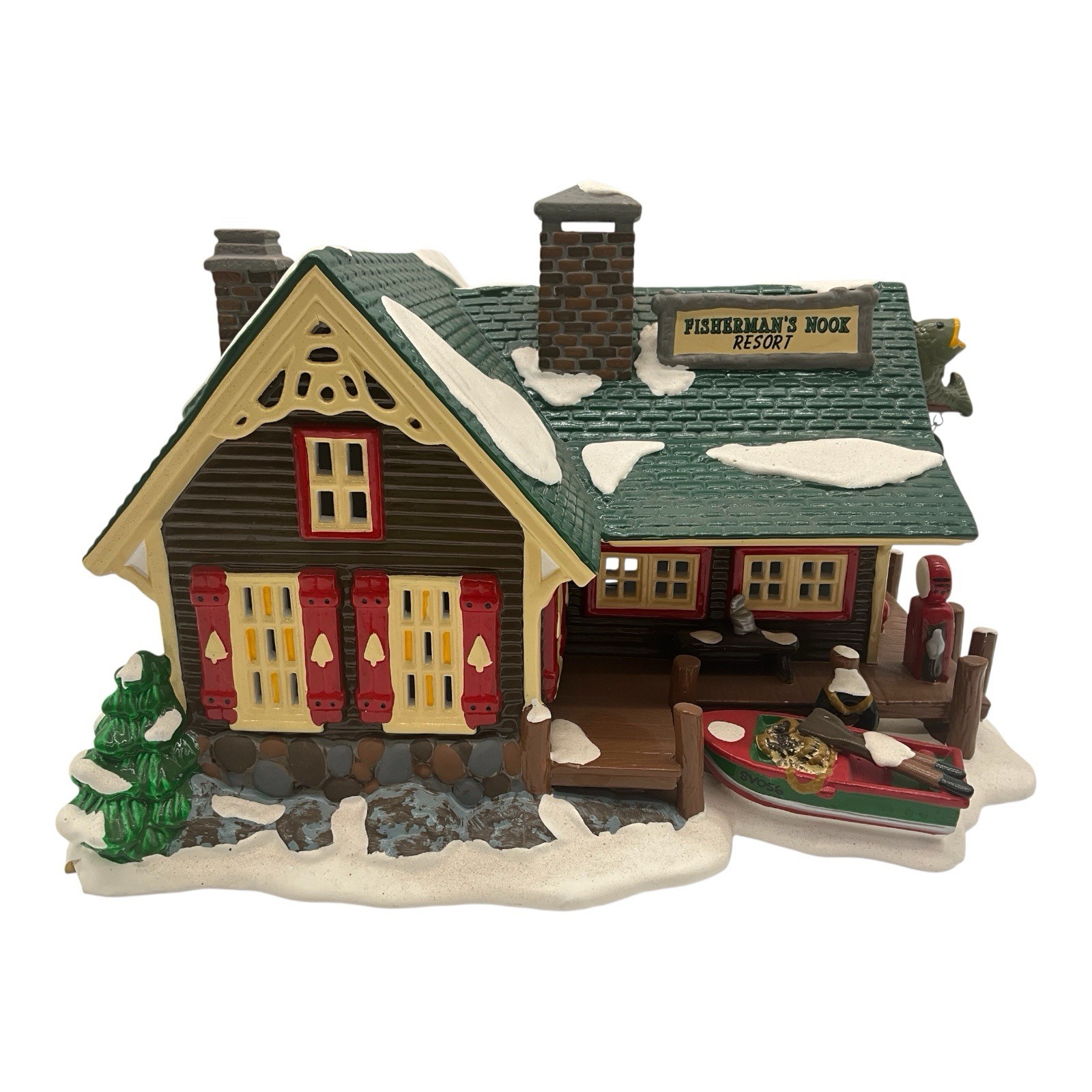 Dept. 56 Original Snow Village Vintage Fisherman's Nook Resort Ceramic Building