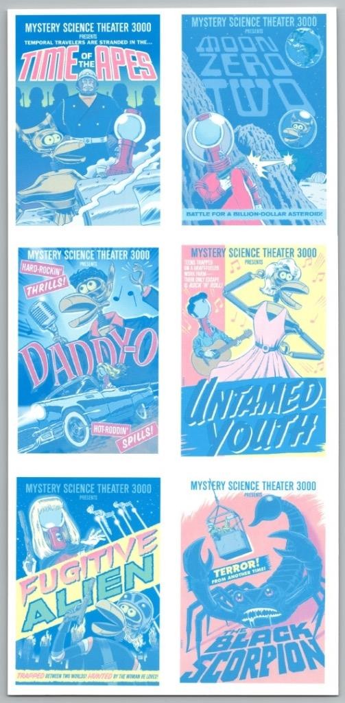 MST3K Ser. 1. Color Proof Sheet Of 6- DVD Menu Art Cards #18, 19, 20, 9, 10 & 11