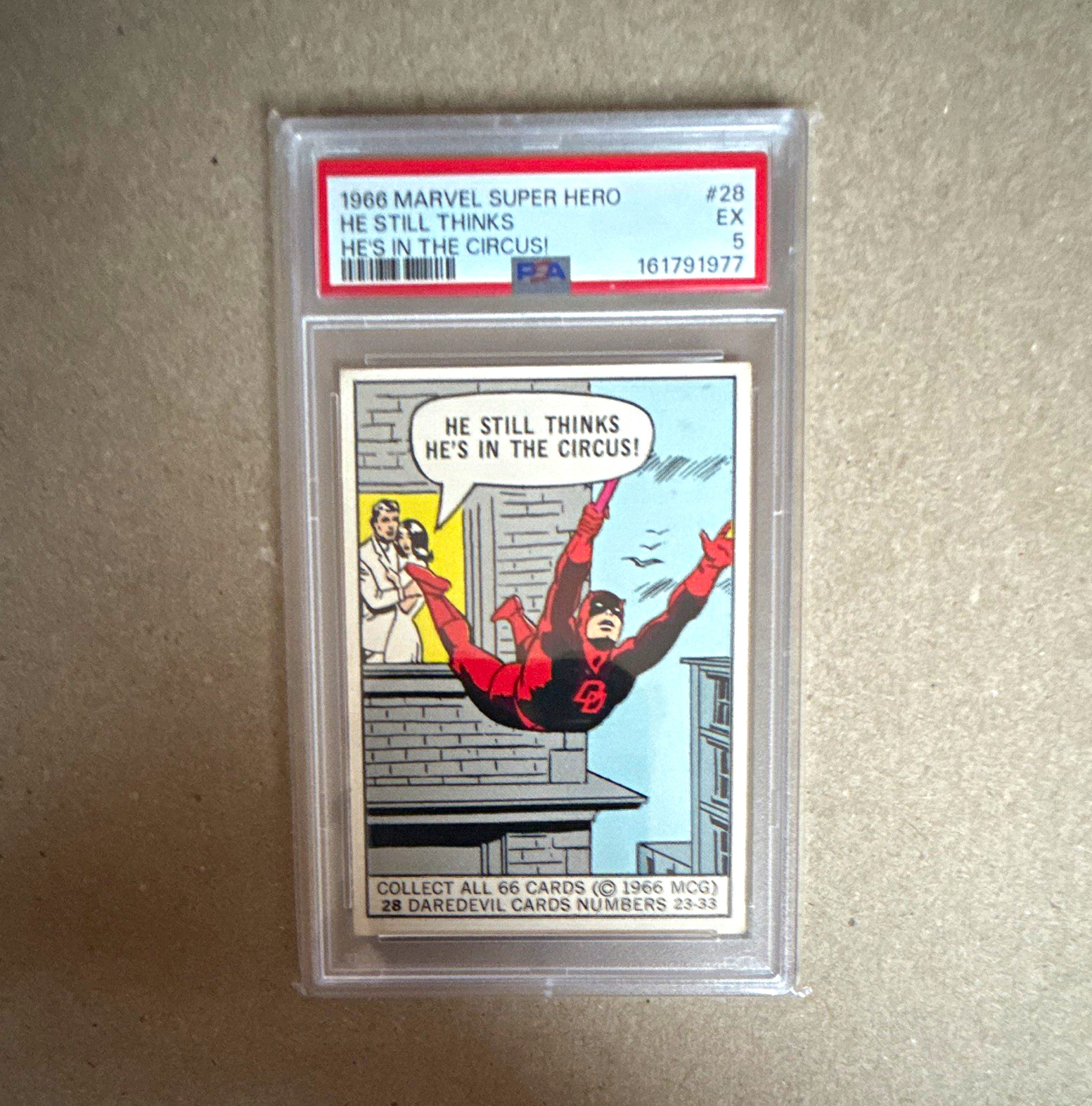 1966 Marvel Super Hero Trading Card Daredevil #28 PSA 5 \