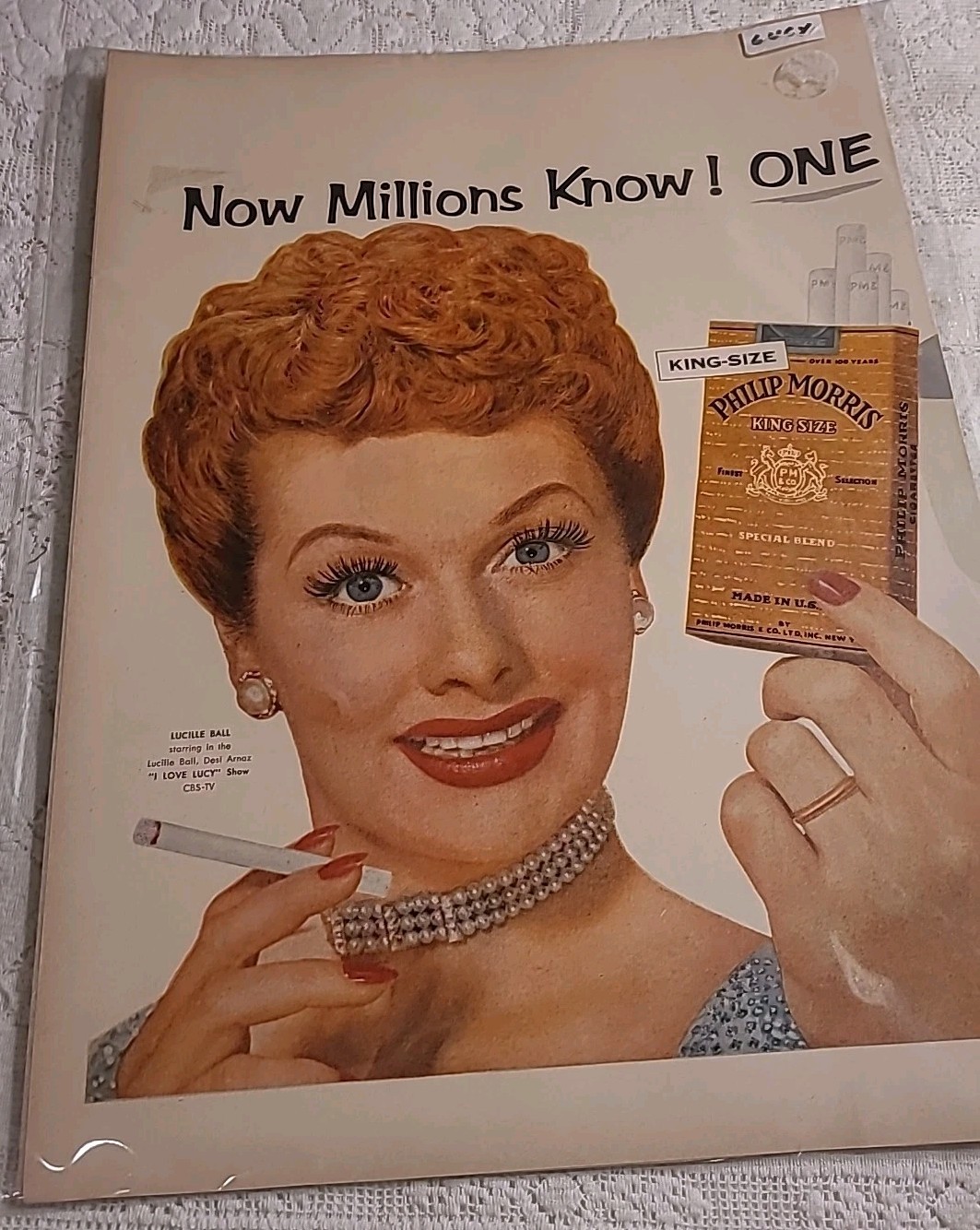 Vintage 1953 Lucille Ball Magazine Ad Phillip Morris Cigarettes Original Lucy Ad