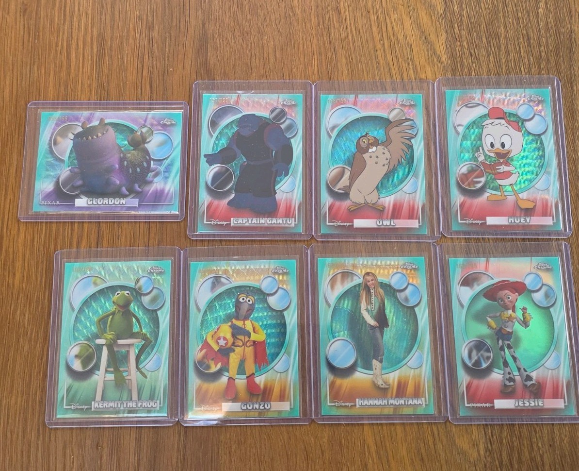 2026 Topps Chrome Disney /199 - 8 Cards Hannah Montana/Kermit/Jessie/Huey