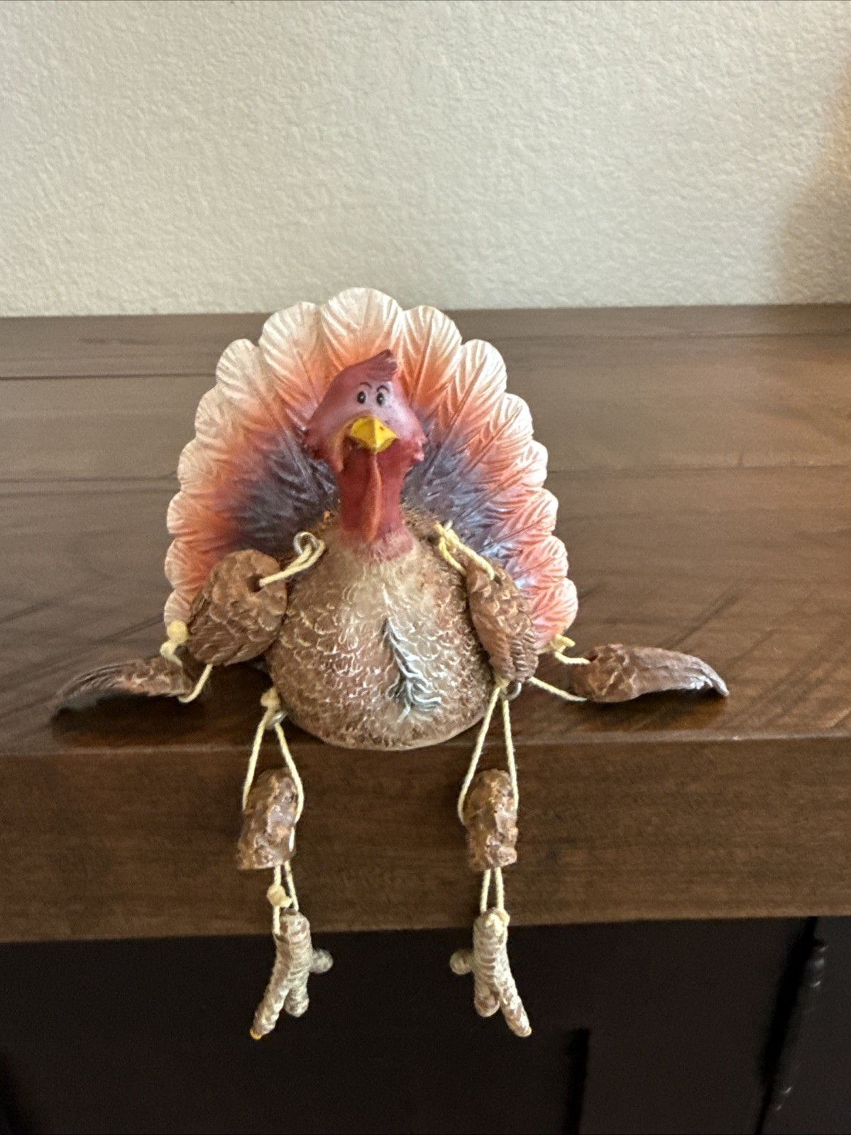 Wood Look resin Shelf Sitter Turkey 3 1/2” Tall Thanksgiving Fall